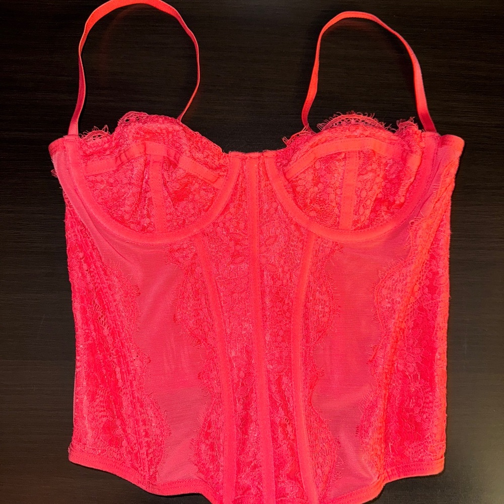 Urban Outfitters Modern Love Corset in Prettiest Pink ( Vibrant Coral Pink )